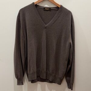 Loro Piana Dark Brown V-Neck Sweater